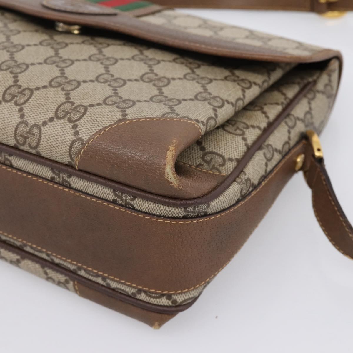 GUCCI GG Supreme Web Sherry Line Shoulder Bag PVC Beige 001 116 0844 Auth 203377