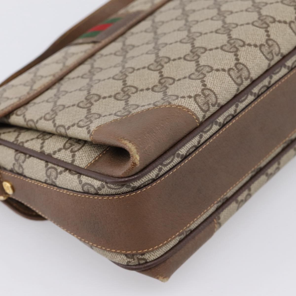 GUCCI GG Supreme Web Sherry Line Shoulder Bag PVC Beige 001 116 0844 Auth 203377