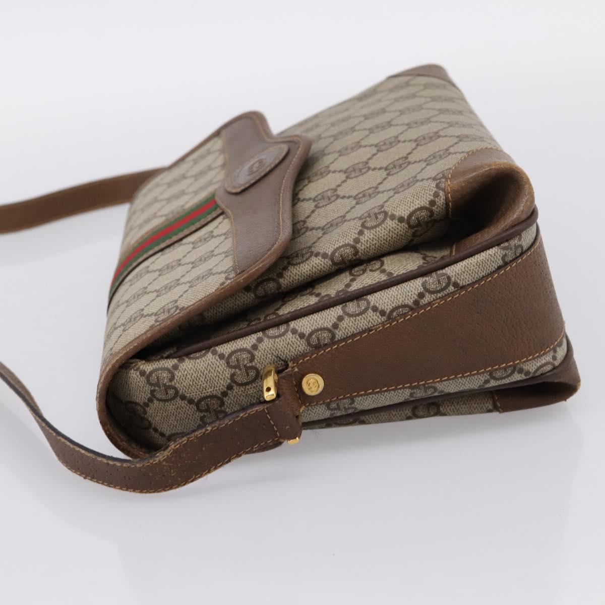 GUCCI GG Supreme Web Sherry Line Shoulder Bag PVC Beige 001 116 0844 Auth 203377