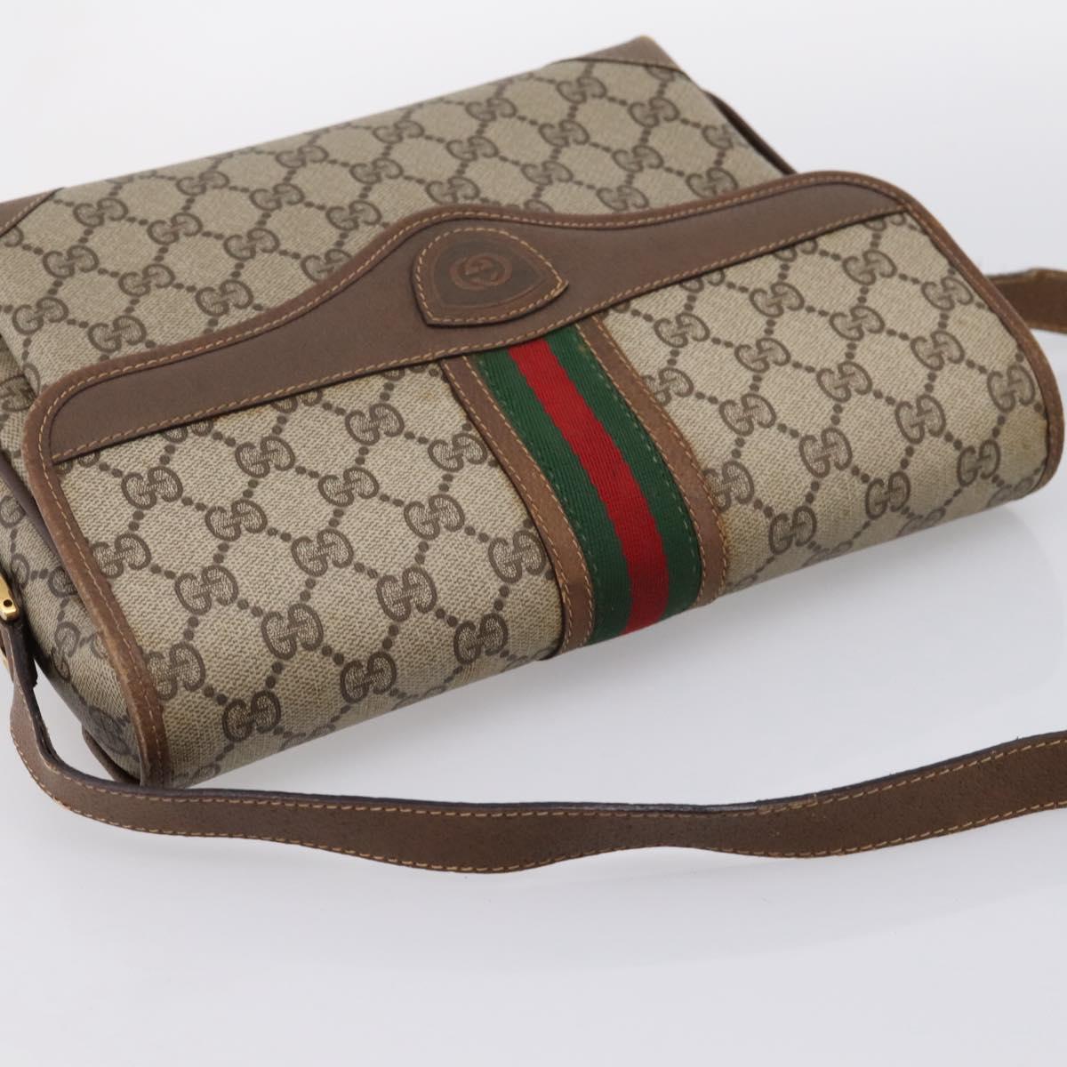 GUCCI GG Supreme Web Sherry Line Shoulder Bag PVC Beige 001 116 0844 Auth 203377