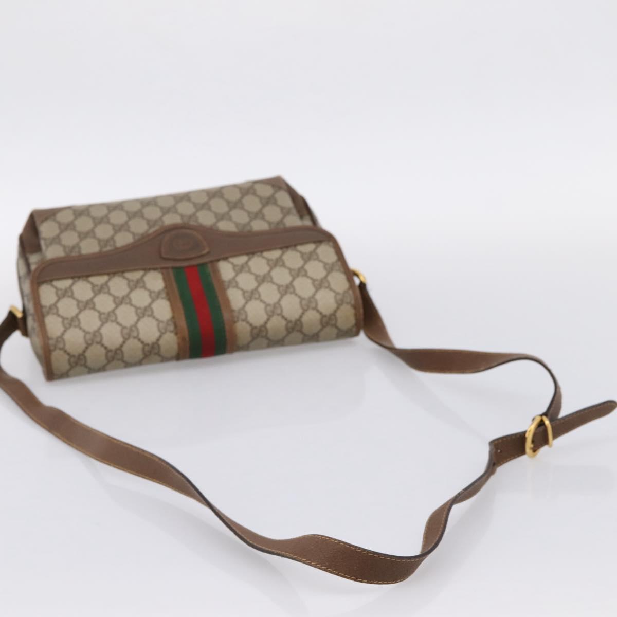 GUCCI GG Supreme Web Sherry Line Shoulder Bag PVC Beige 001 116 0844 Auth 203377
