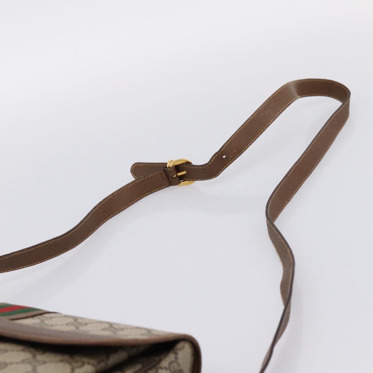 GUCCI GG Supreme Web Sherry Line Shoulder Bag PVC Beige 001 116 0844 Auth 203377