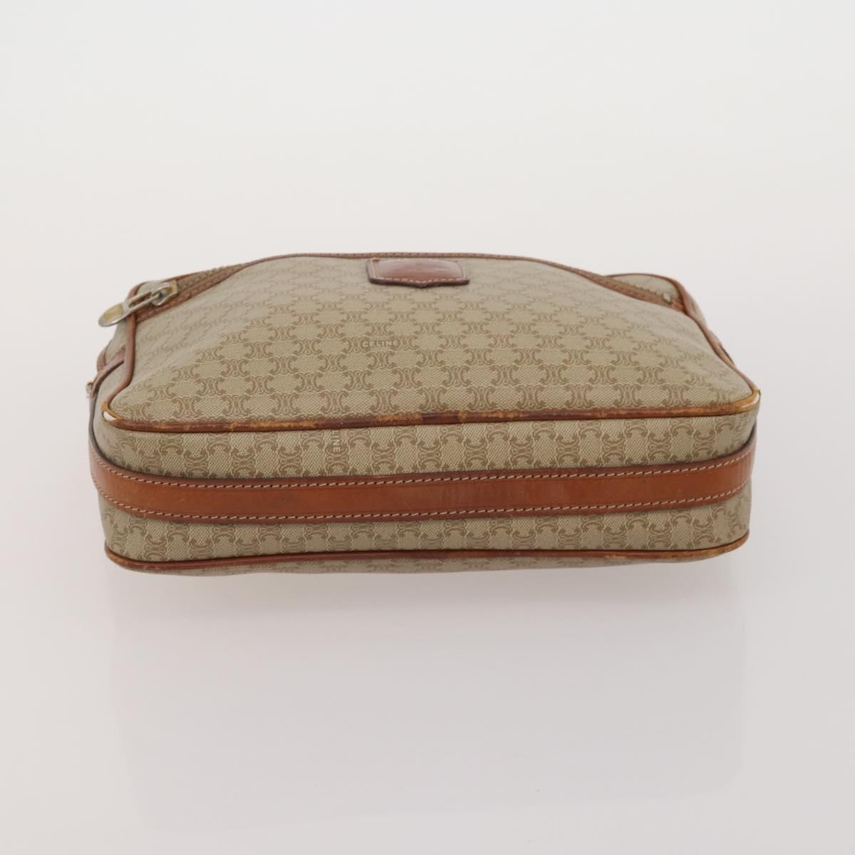 CELINE Macadam Canvas Shoulder Bag PVC Leather 3 Set Brown Beige Auth 203379