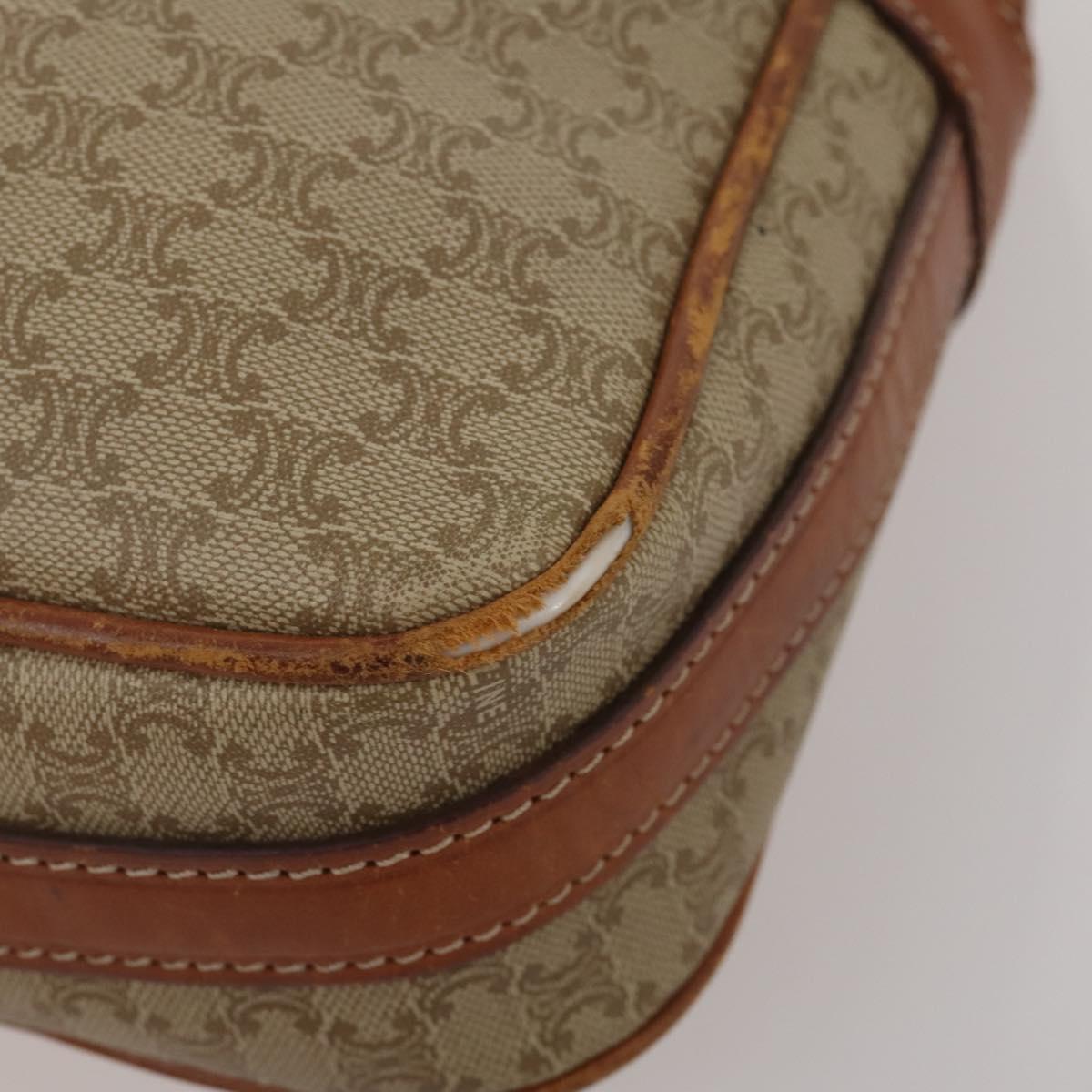 CELINE Macadam Canvas Shoulder Bag PVC Leather 3 Set Brown Beige Auth 203379