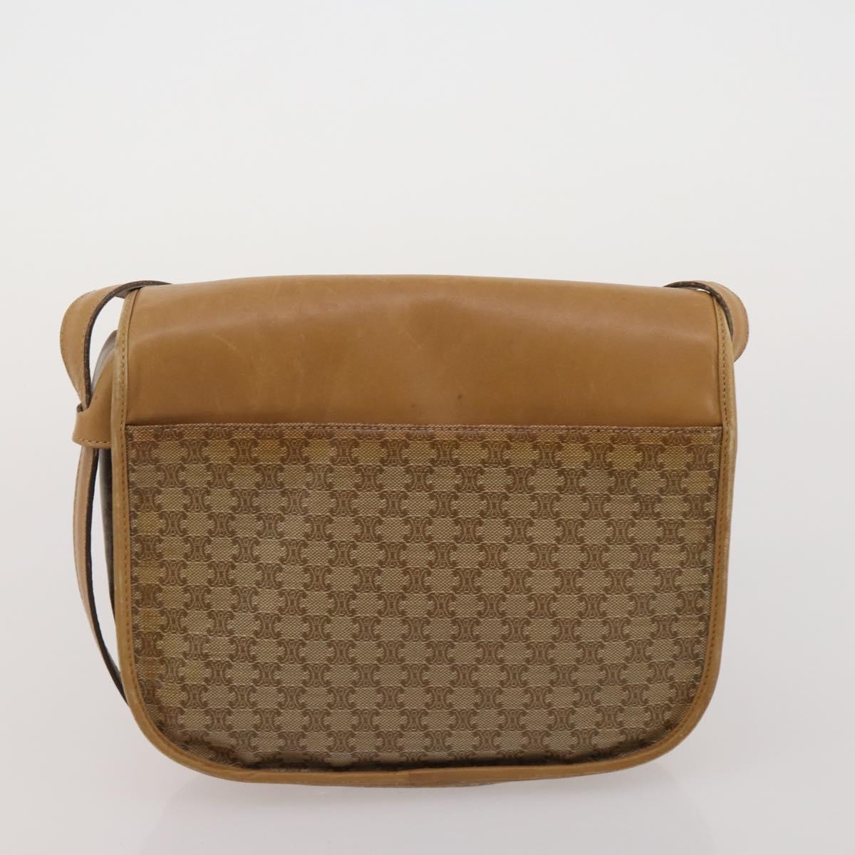 CELINE Macadam Canvas Shoulder Bag PVC Leather 3 Set Brown Beige Auth 203379