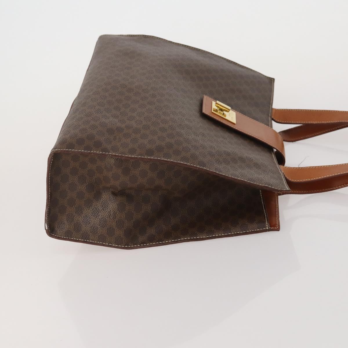 CELINE Macadam Canvas Shoulder Bag PVC Leather 3 Set Brown Beige Auth 203379