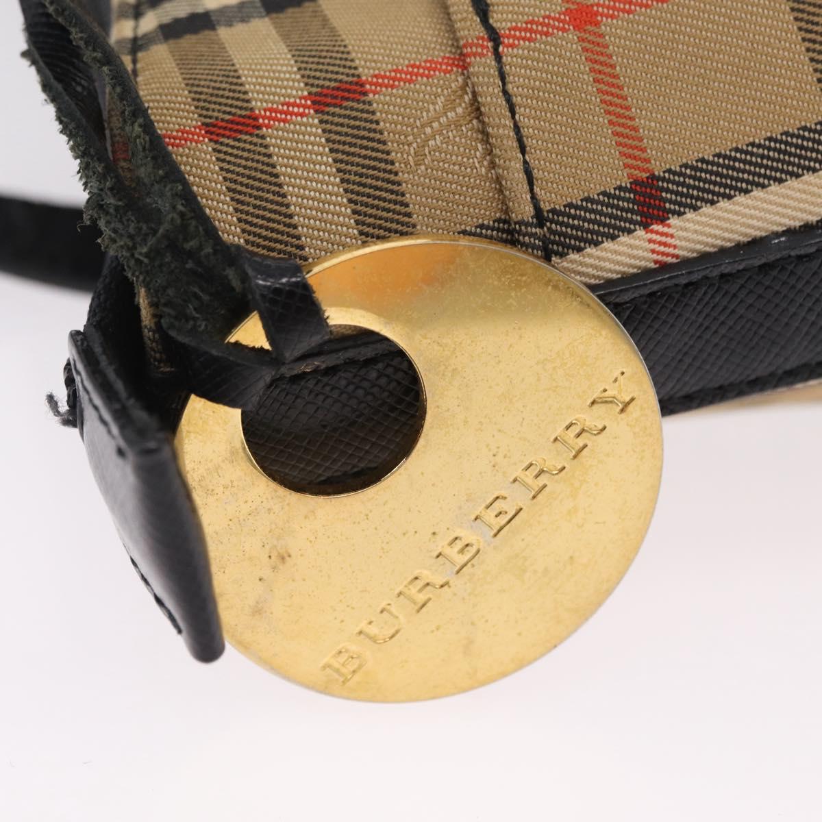 BURBERRY Nova Check Hand Bag Canvas Beige Gold Auth 203383A