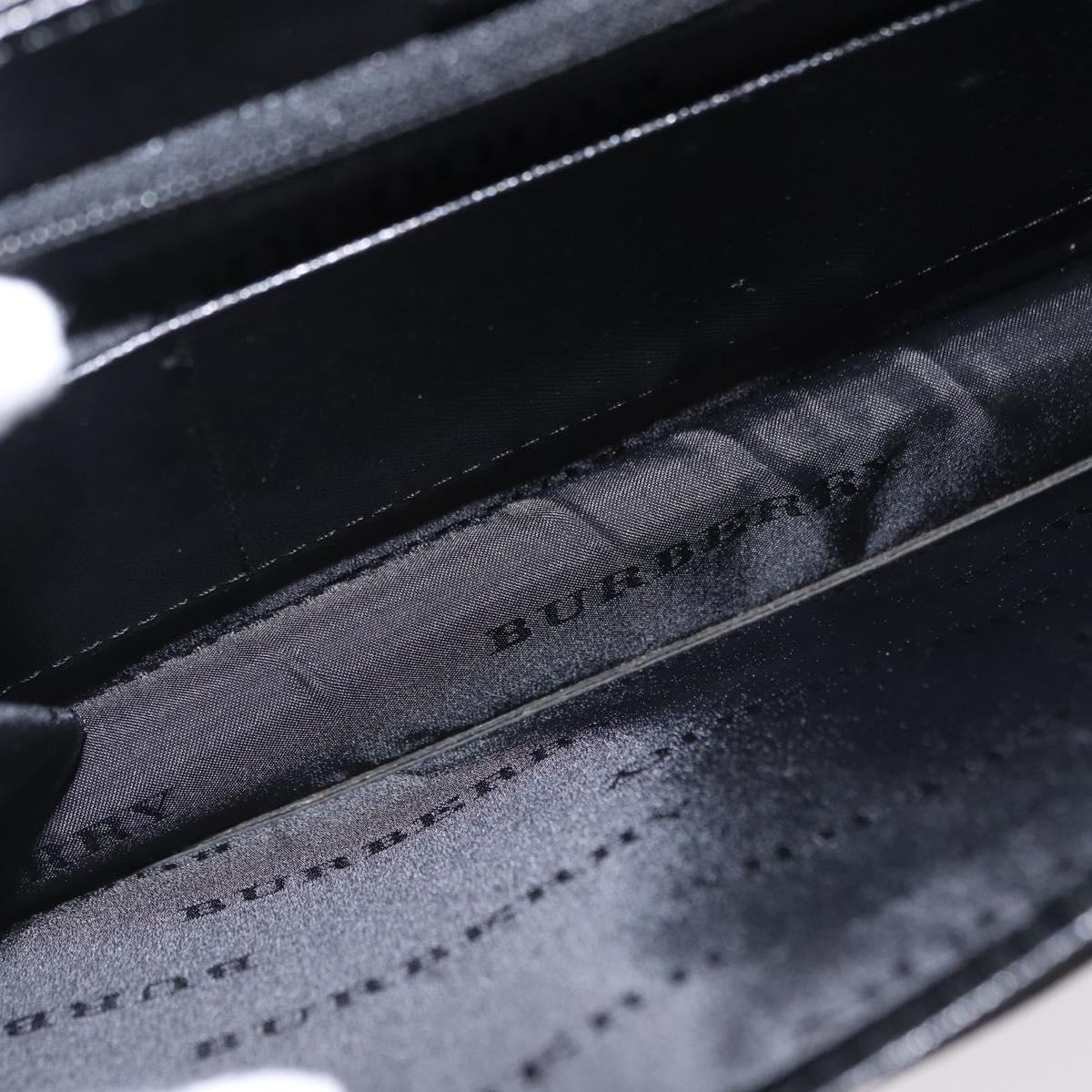 BURBERRY Clutch Bag Leather Black Silver Auth 203385