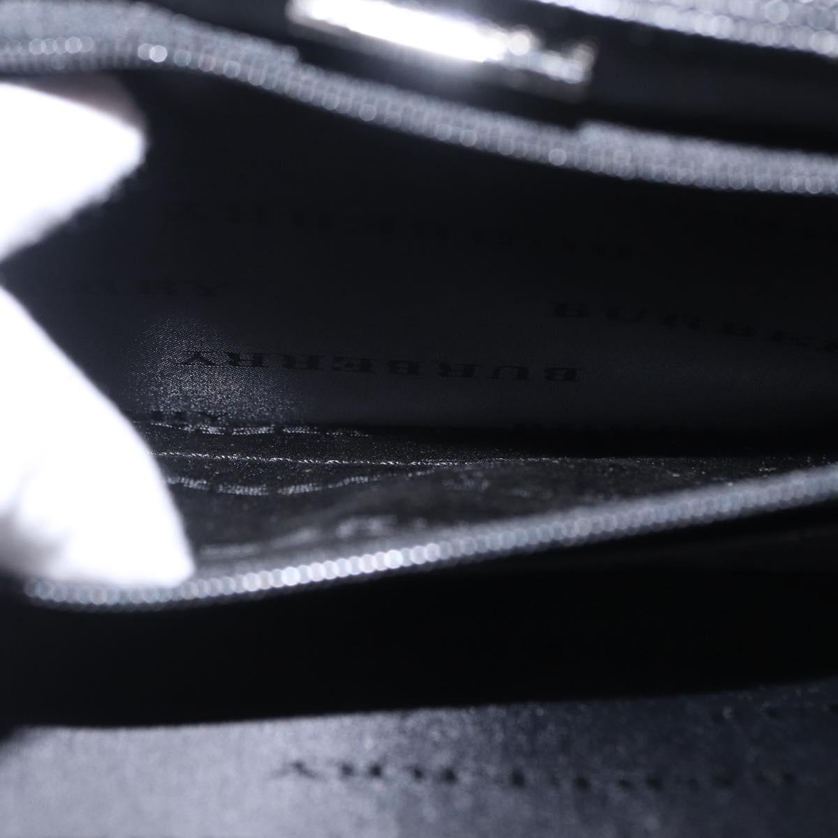 BURBERRY Clutch Bag Leather Black Silver Auth 203385