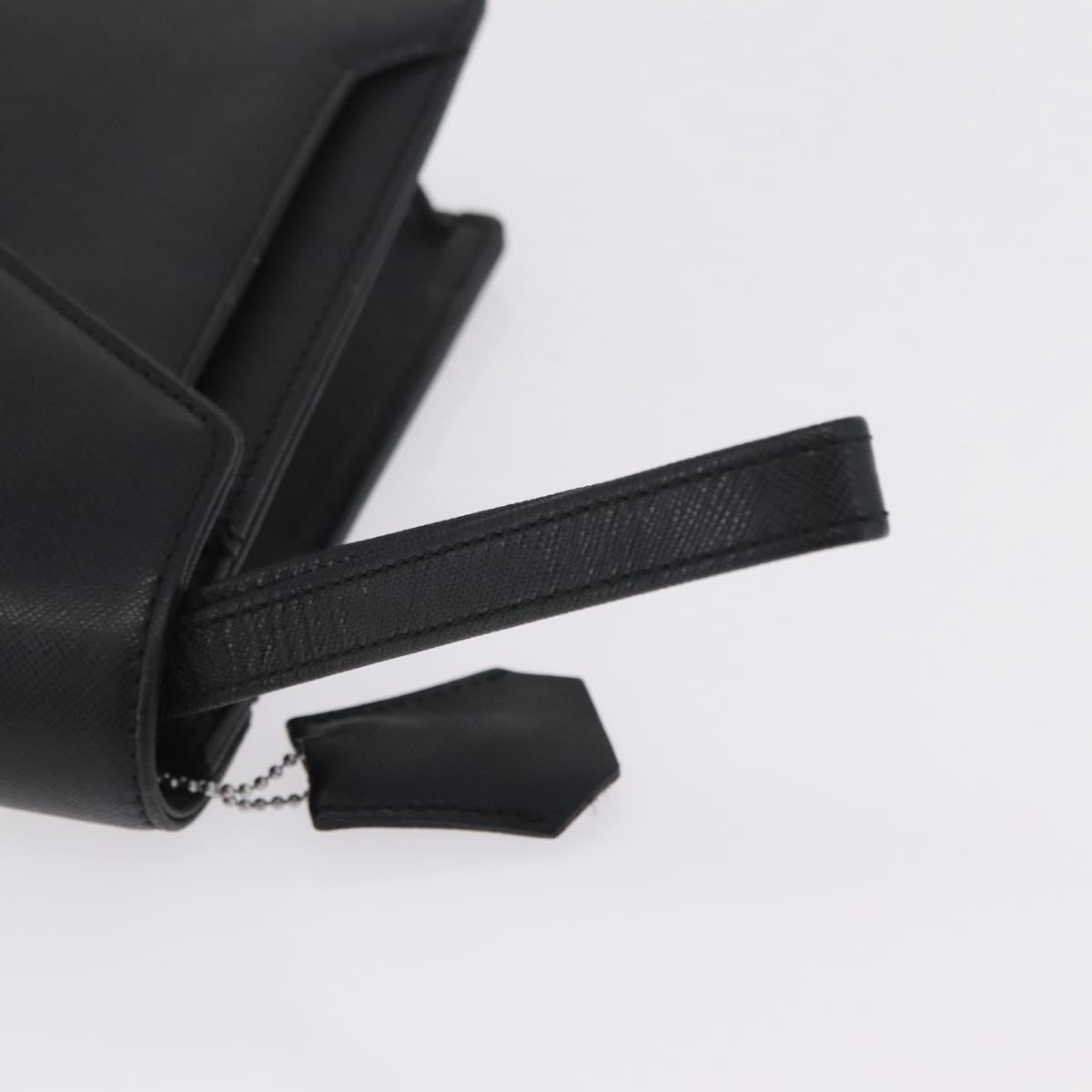 BURBERRY Clutch Bag Leather Black Silver Auth 203385