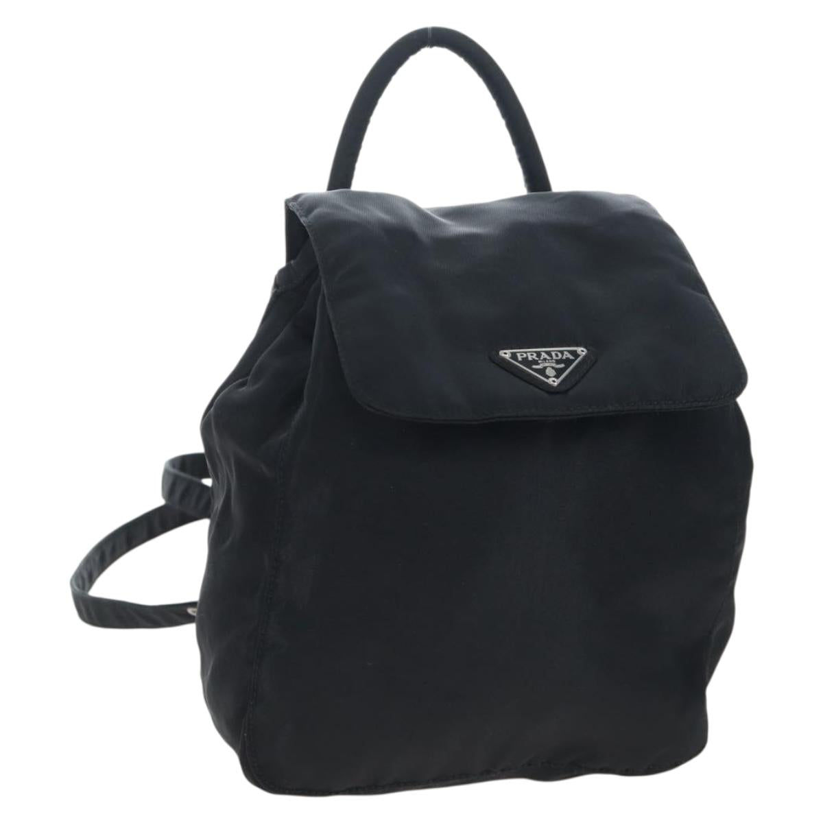 PRADA Backpack Nylon Black Silver Auth 203389A