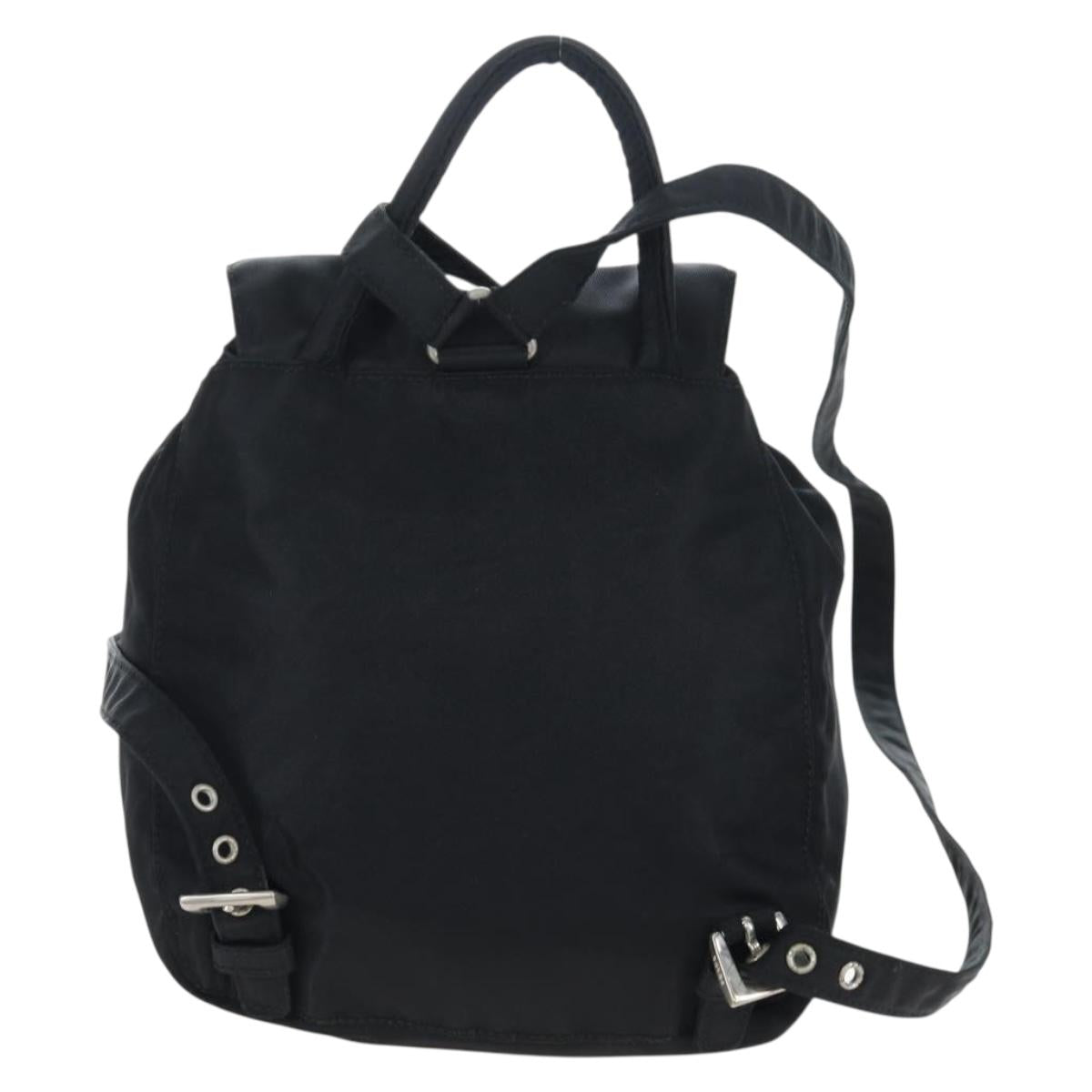 PRADA Backpack Nylon Black Silver Auth 203389A