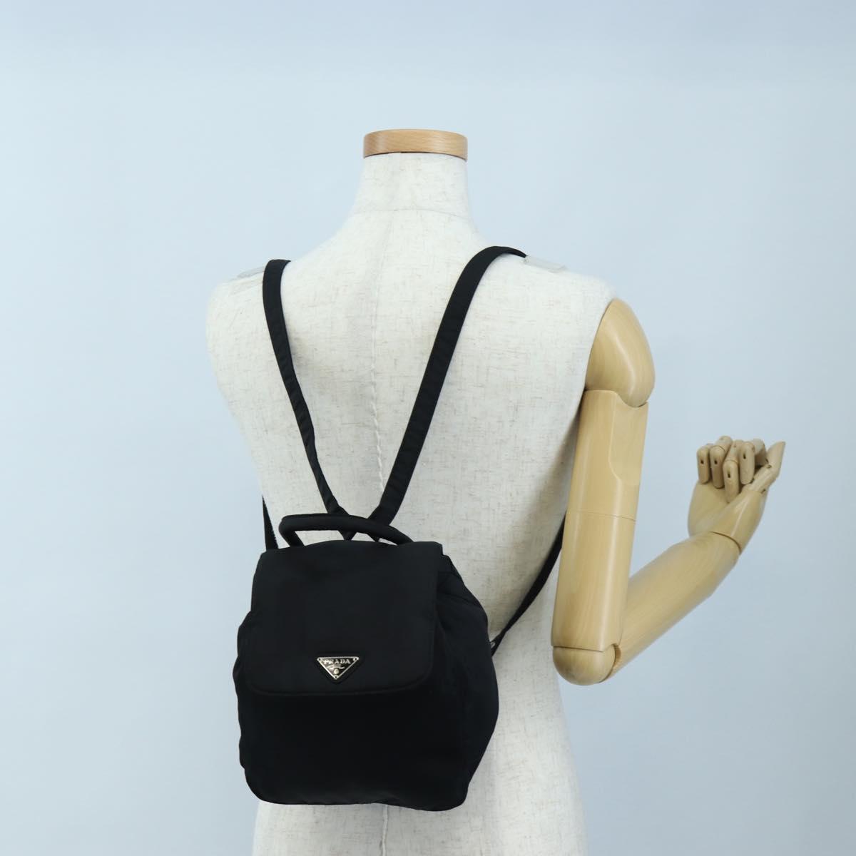 PRADA Backpack Nylon Black Silver Auth 203389A