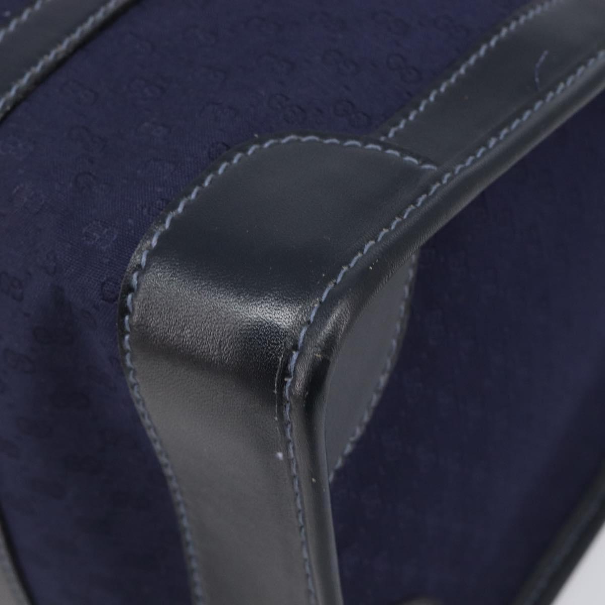 GUCCI Micro GG Canvas Sherry Line Boston Bag Navy Gold Auth 203400A