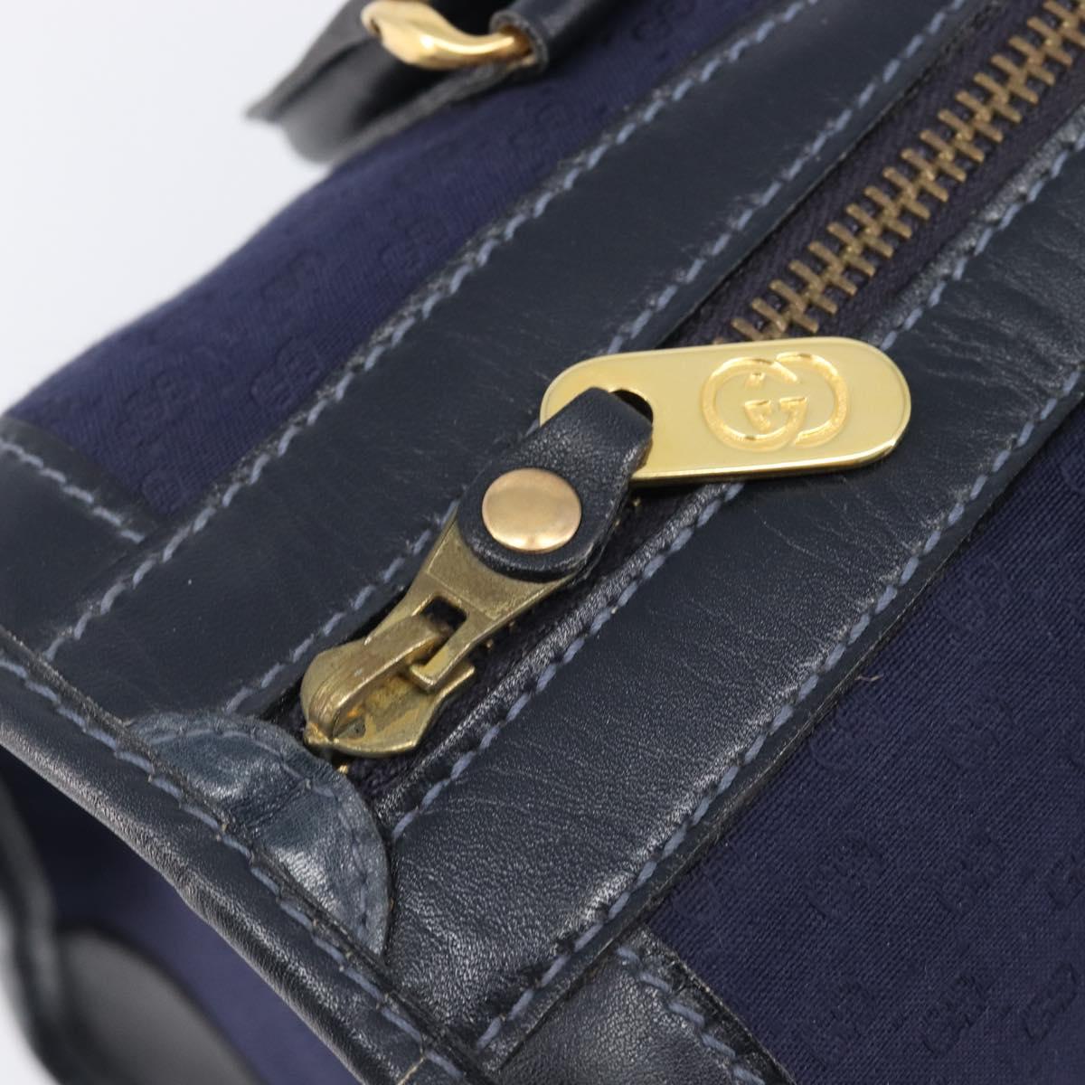 GUCCI Micro GG Canvas Sherry Line Boston Bag Navy Gold Auth 203400A