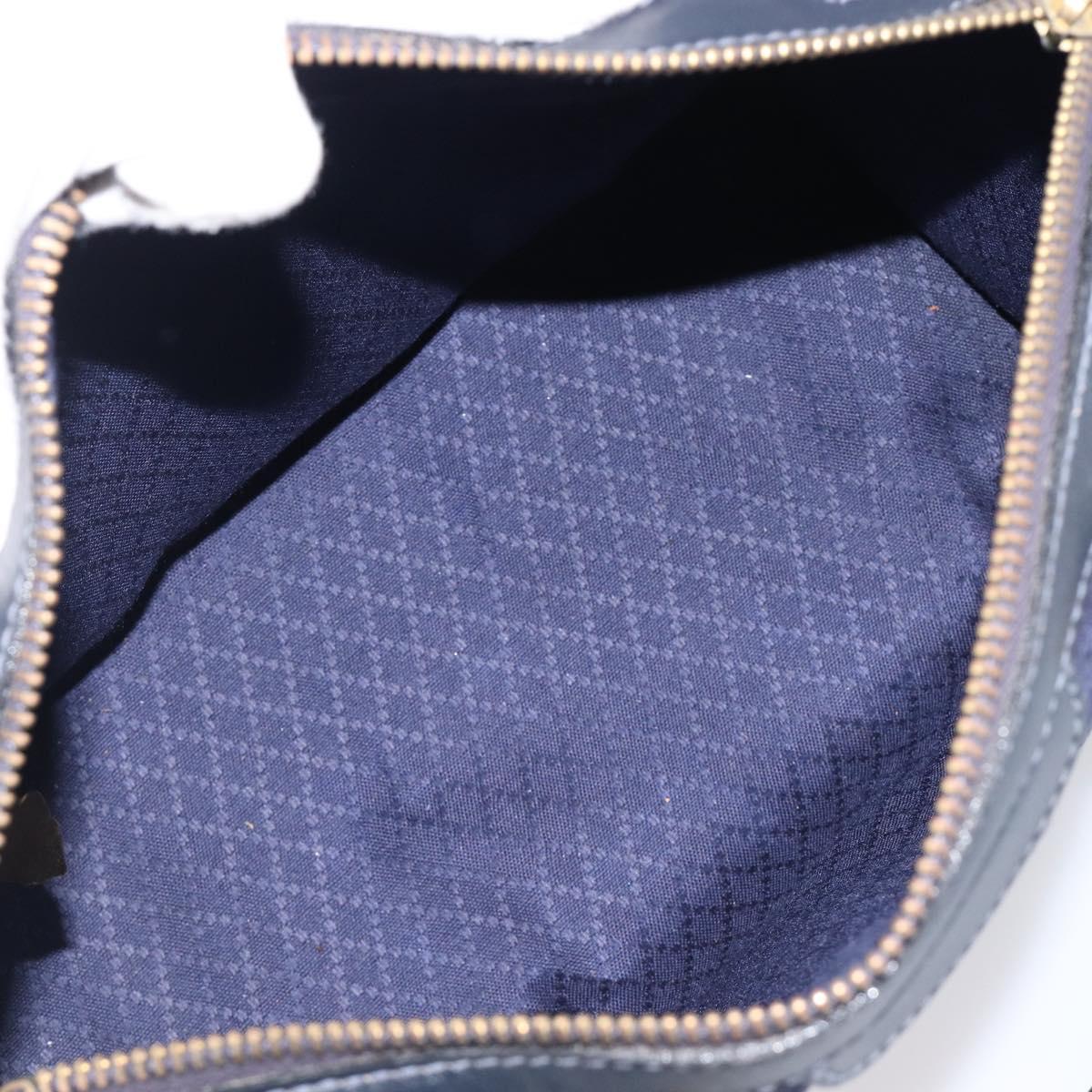 GUCCI Micro GG Canvas Sherry Line Boston Bag Navy Gold Auth 203400A