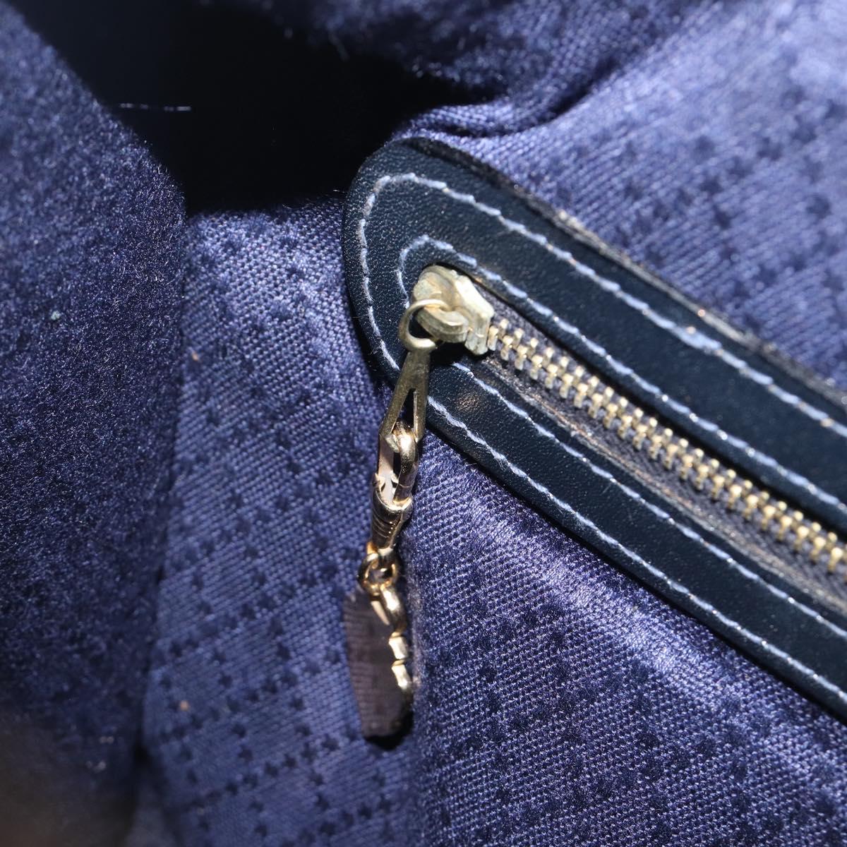 GUCCI Micro GG Canvas Sherry Line Boston Bag Navy Gold Auth 203400A