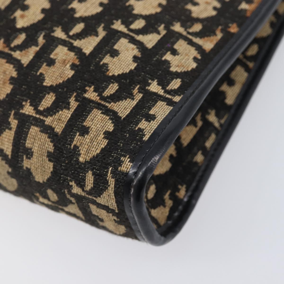 Christian Dior Trotter Canvas Shoulder Bag Navy Gold Auth 203401