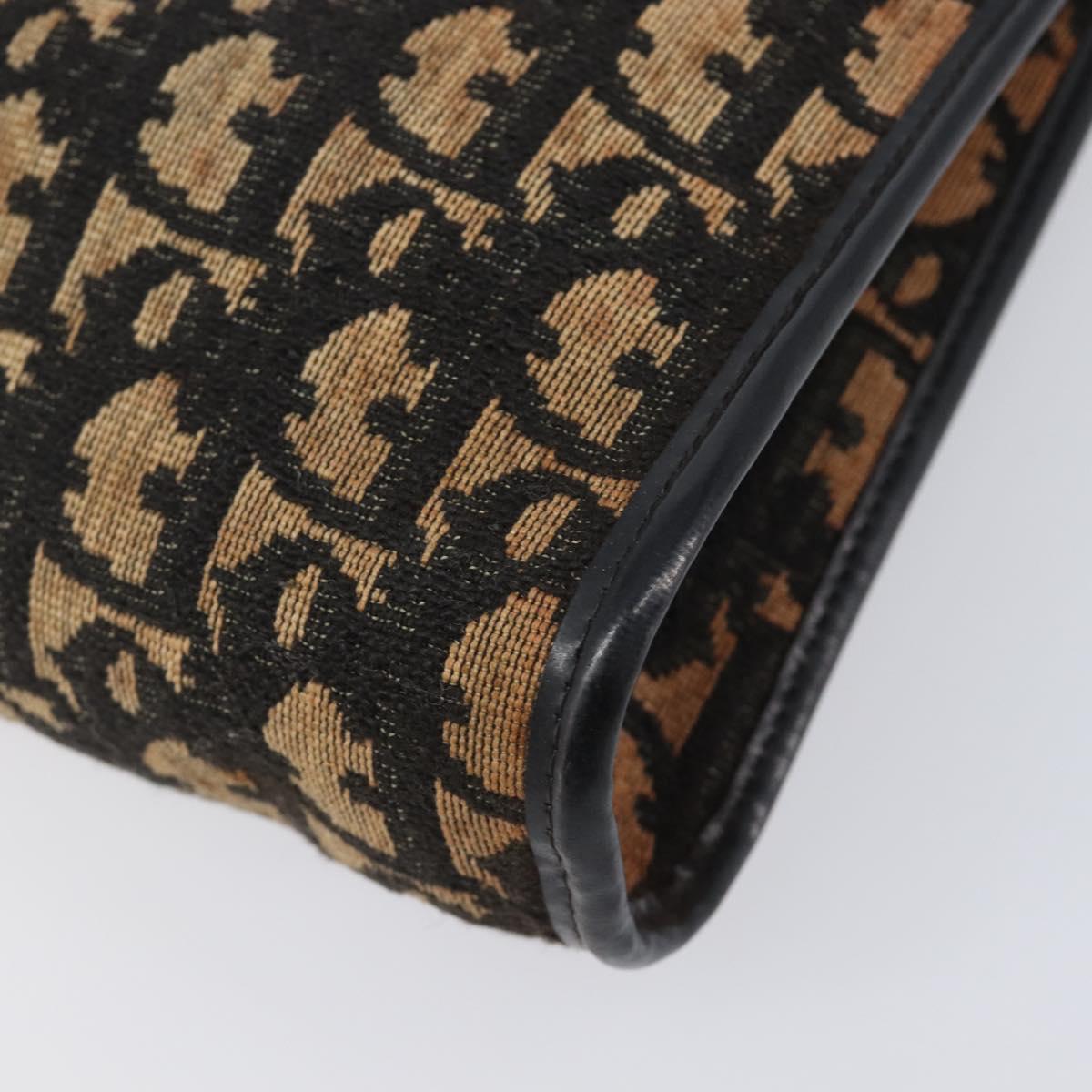 Christian Dior Trotter Canvas Shoulder Bag Navy Gold Auth 203401