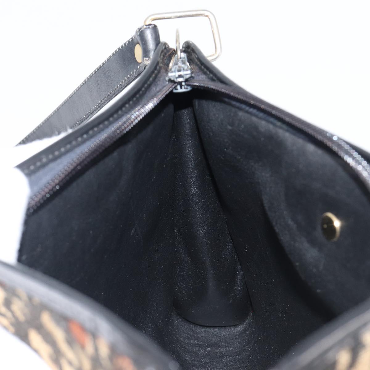 Christian Dior Trotter Canvas Shoulder Bag Navy Gold Auth 203401