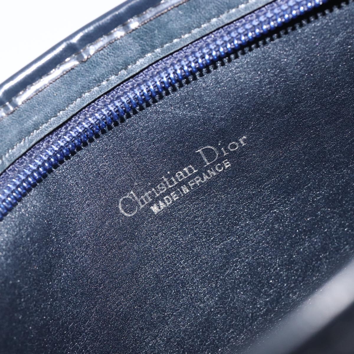 Christian Dior Trotter Canvas Shoulder Bag Navy Gold Auth 203402