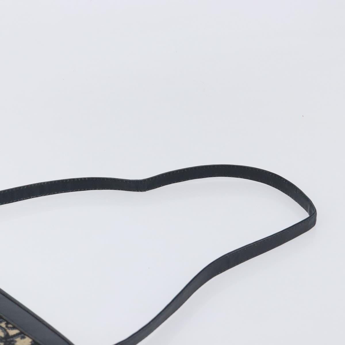 Christian Dior Trotter Canvas Shoulder Bag Navy Gold Auth 203402