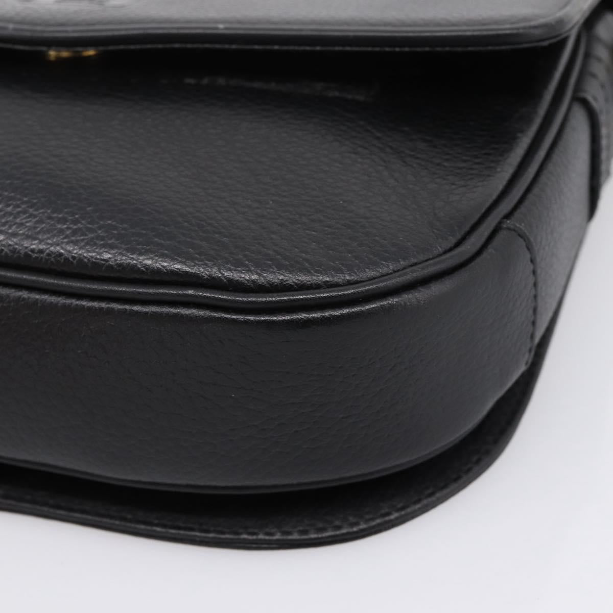 Burberrys Shoulder Bag Leather Black Gold Auth 203404