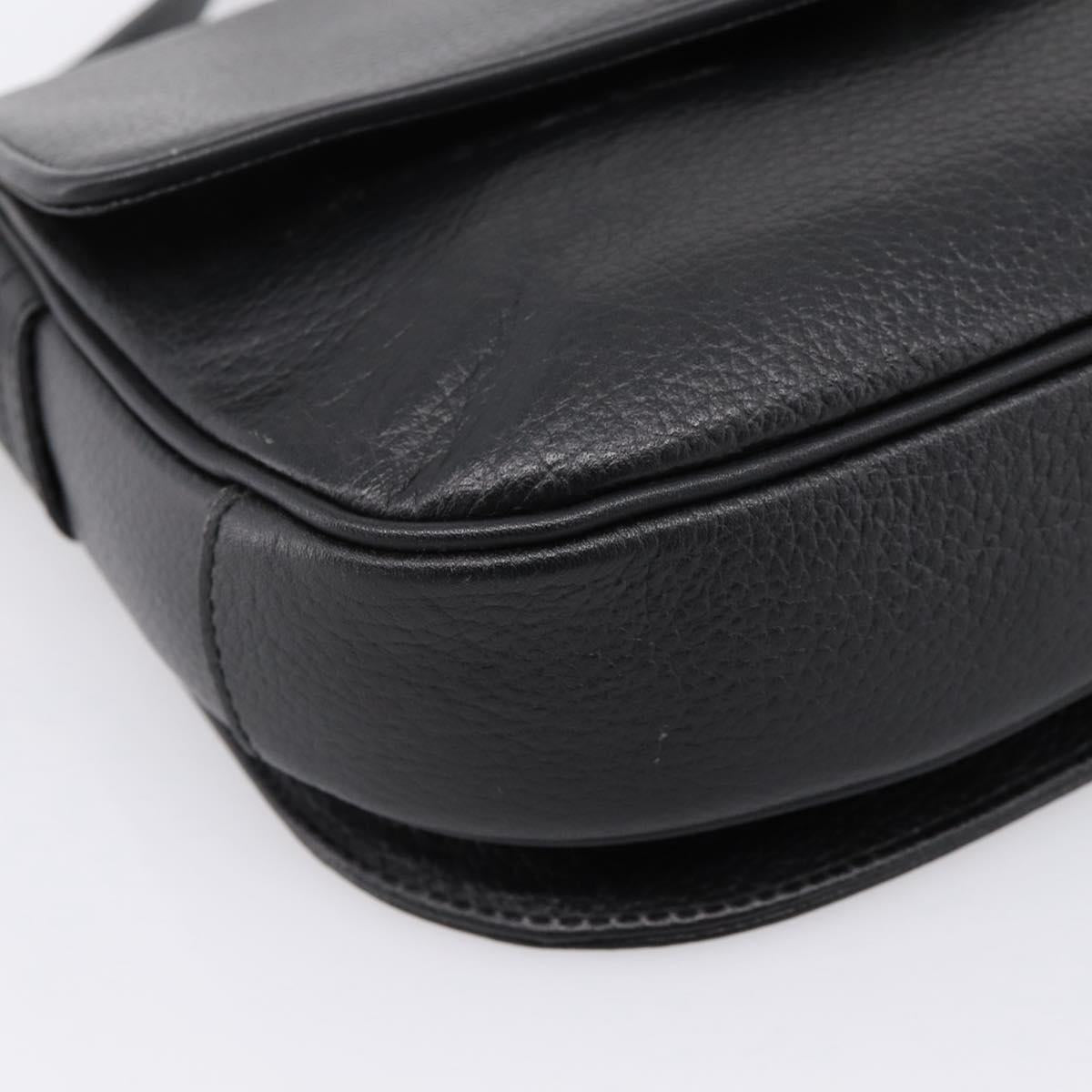 Burberrys Shoulder Bag Leather Black Gold Auth 203404