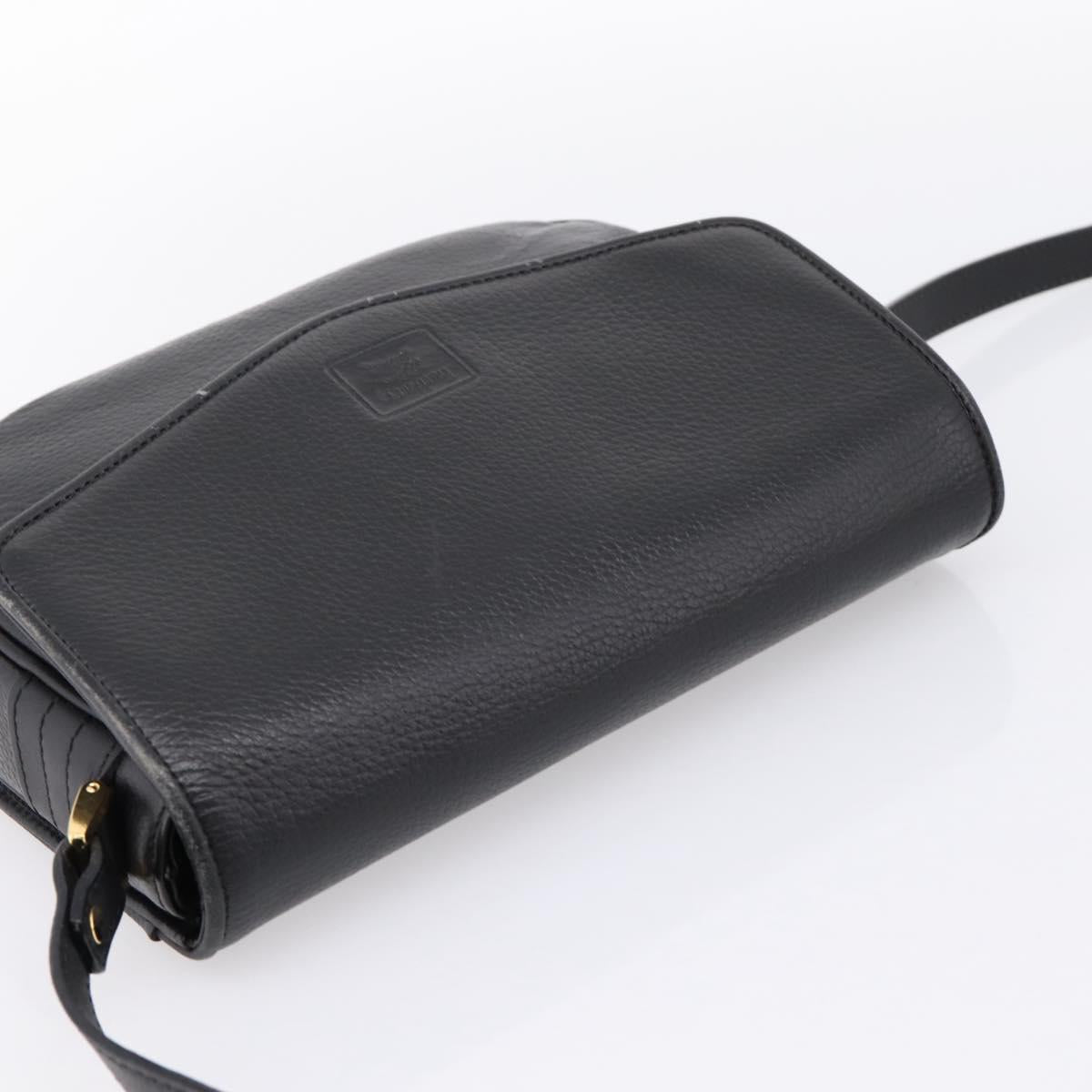 Burberrys Shoulder Bag Leather Black Gold Auth 203404