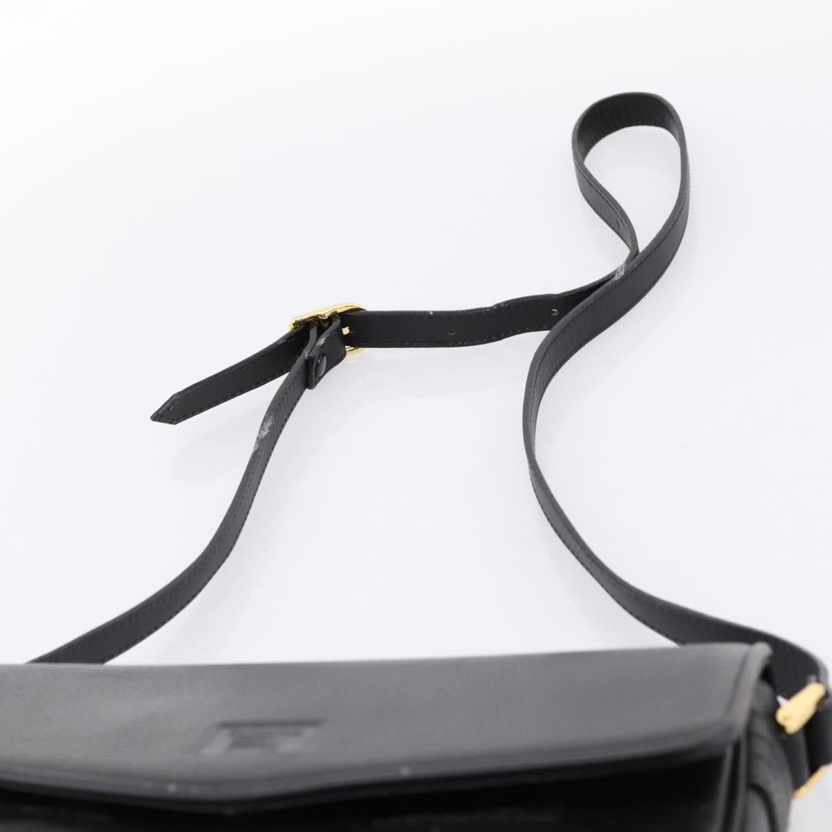 Burberrys Shoulder Bag Leather Black Gold Auth 203404