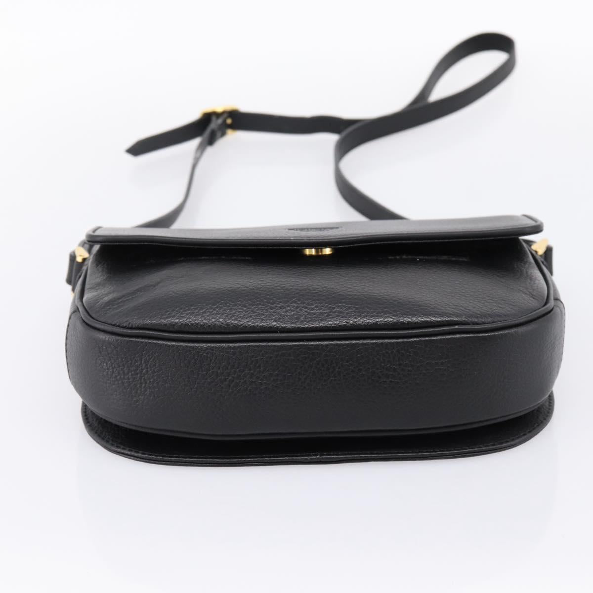 Burberrys Shoulder Bag Leather Black Gold Auth 203404