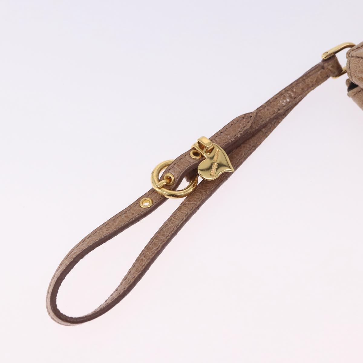 Miu Miu Clutch Bag Leather Beige Gold Auth 203407A