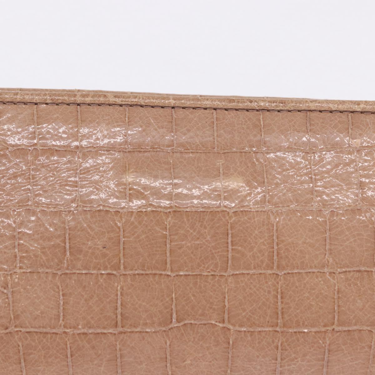 Miu Miu Clutch Bag Leather Beige Gold Auth 203407A