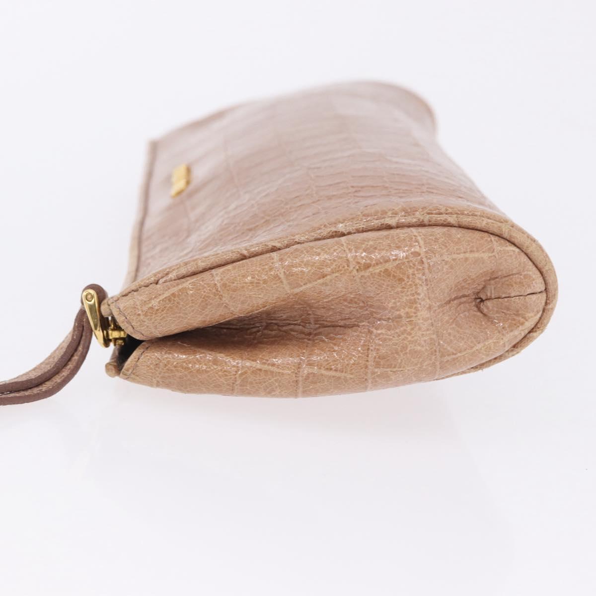 Miu Miu Clutch Bag Leather Beige Gold Auth 203407A