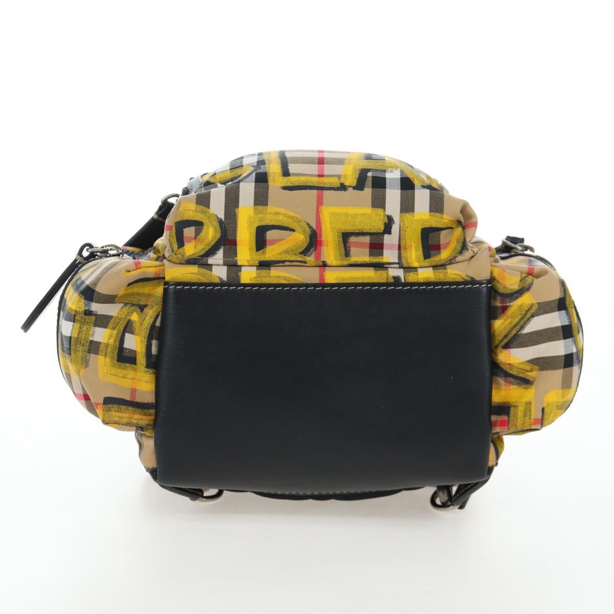 BURBERRY Nova Check Graffiti Backpack Canvas Beige Silver Auth 203410M