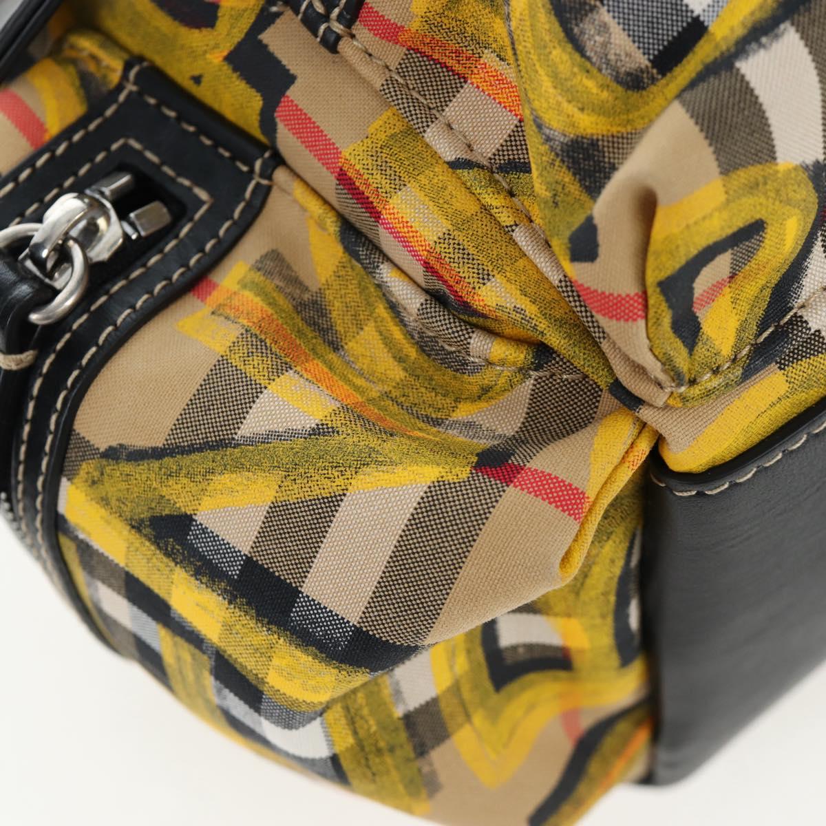 BURBERRY Nova Check Graffiti Backpack Canvas Beige Silver Auth 203410M