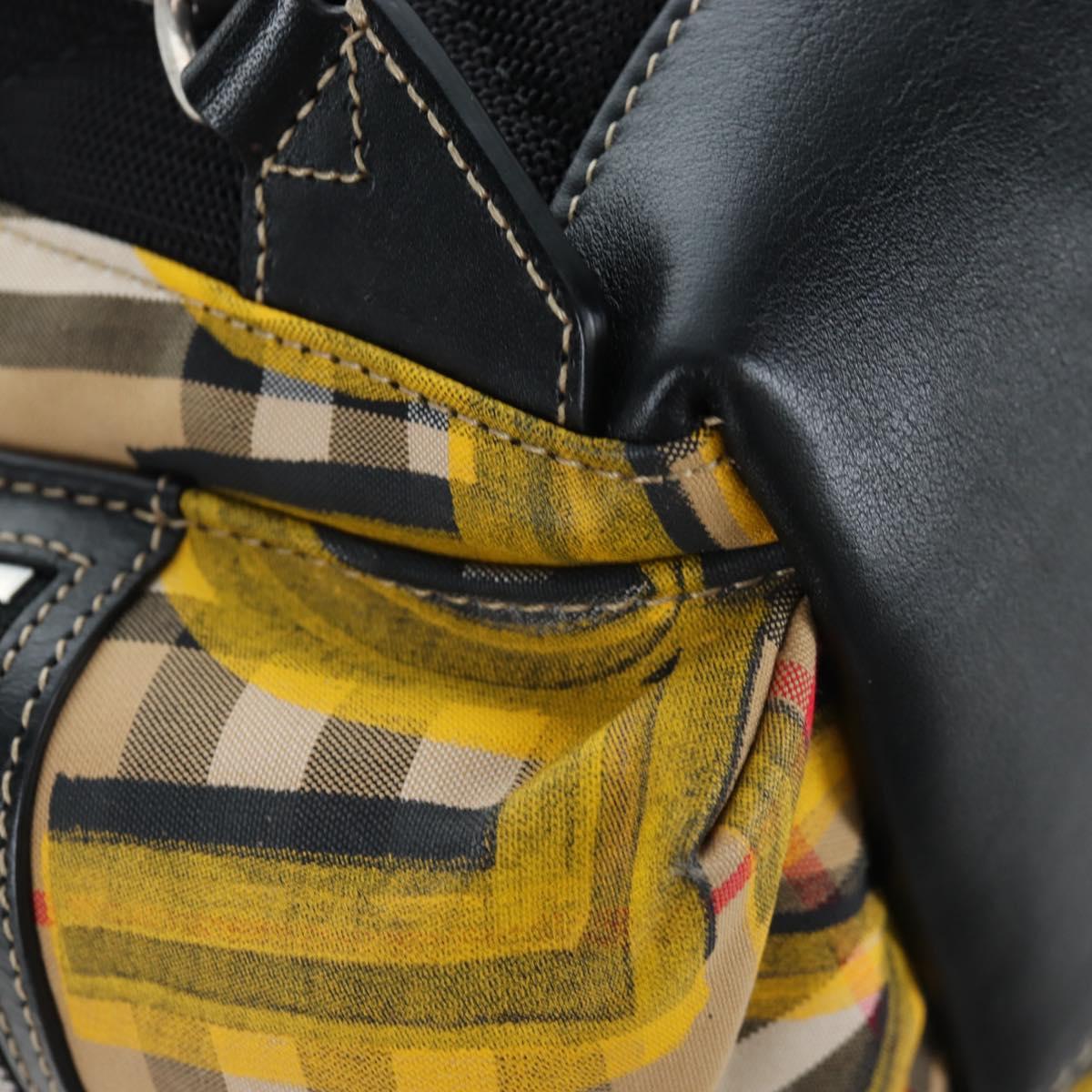 BURBERRY Nova Check Graffiti Backpack Canvas Beige Silver Auth 203410M