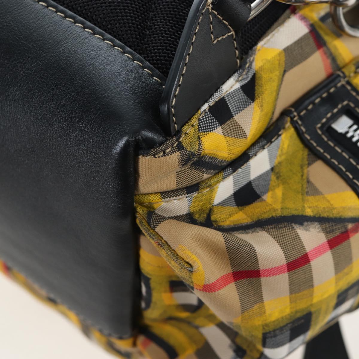 BURBERRY Nova Check Graffiti Backpack Canvas Beige Silver Auth 203410M