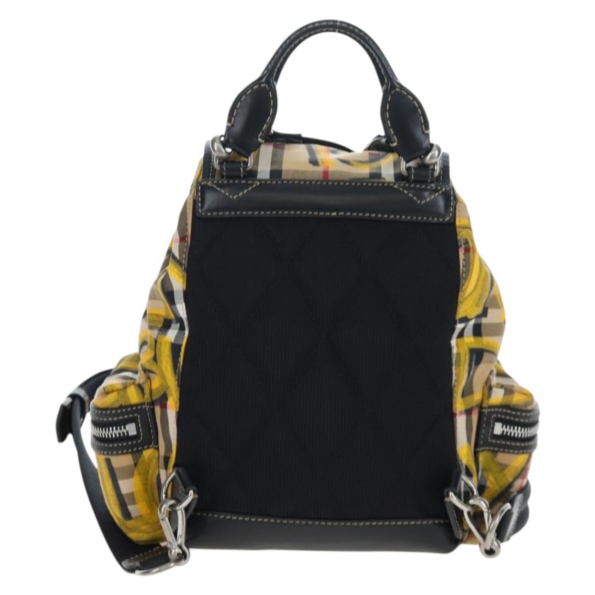 BURBERRY Nova Check Graffiti Backpack Canvas Beige Silver Auth 203410M