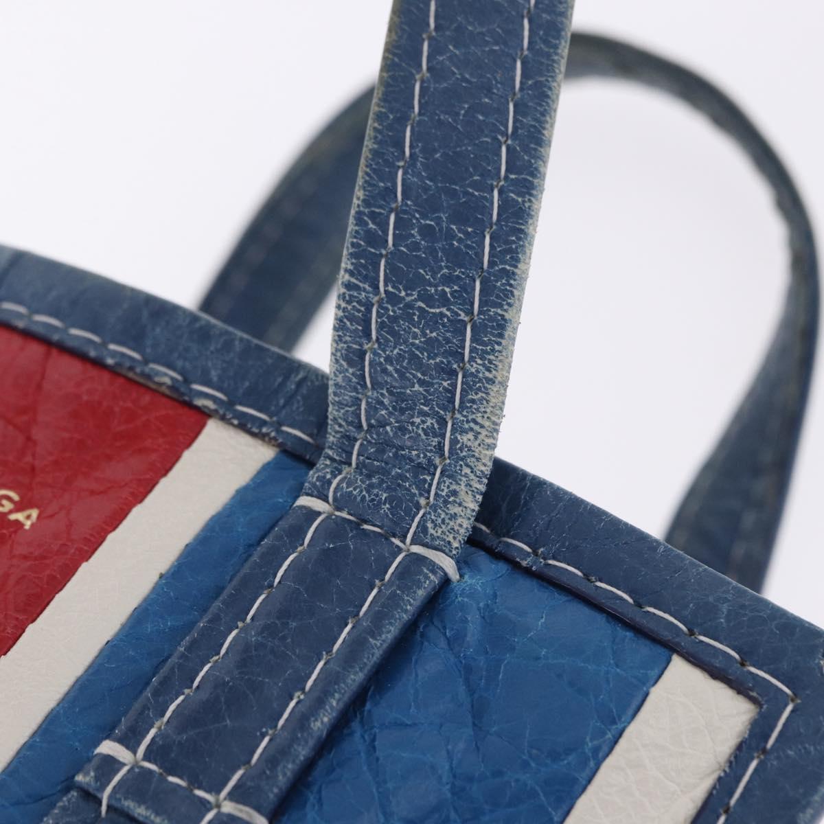 BALENCIAGA Bazaar Shopper XS Hand Bag Leather 2way Blue 452458 Auth 203417