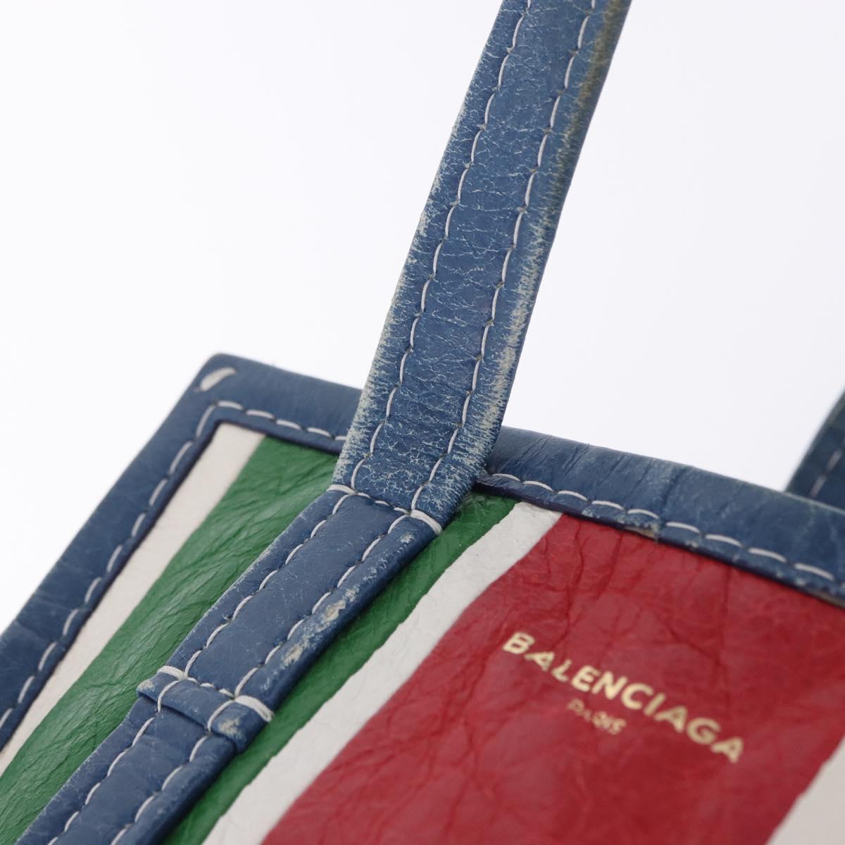 BALENCIAGA Bazaar Shopper XS Hand Bag Leather 2way Blue 452458 Auth 203417
