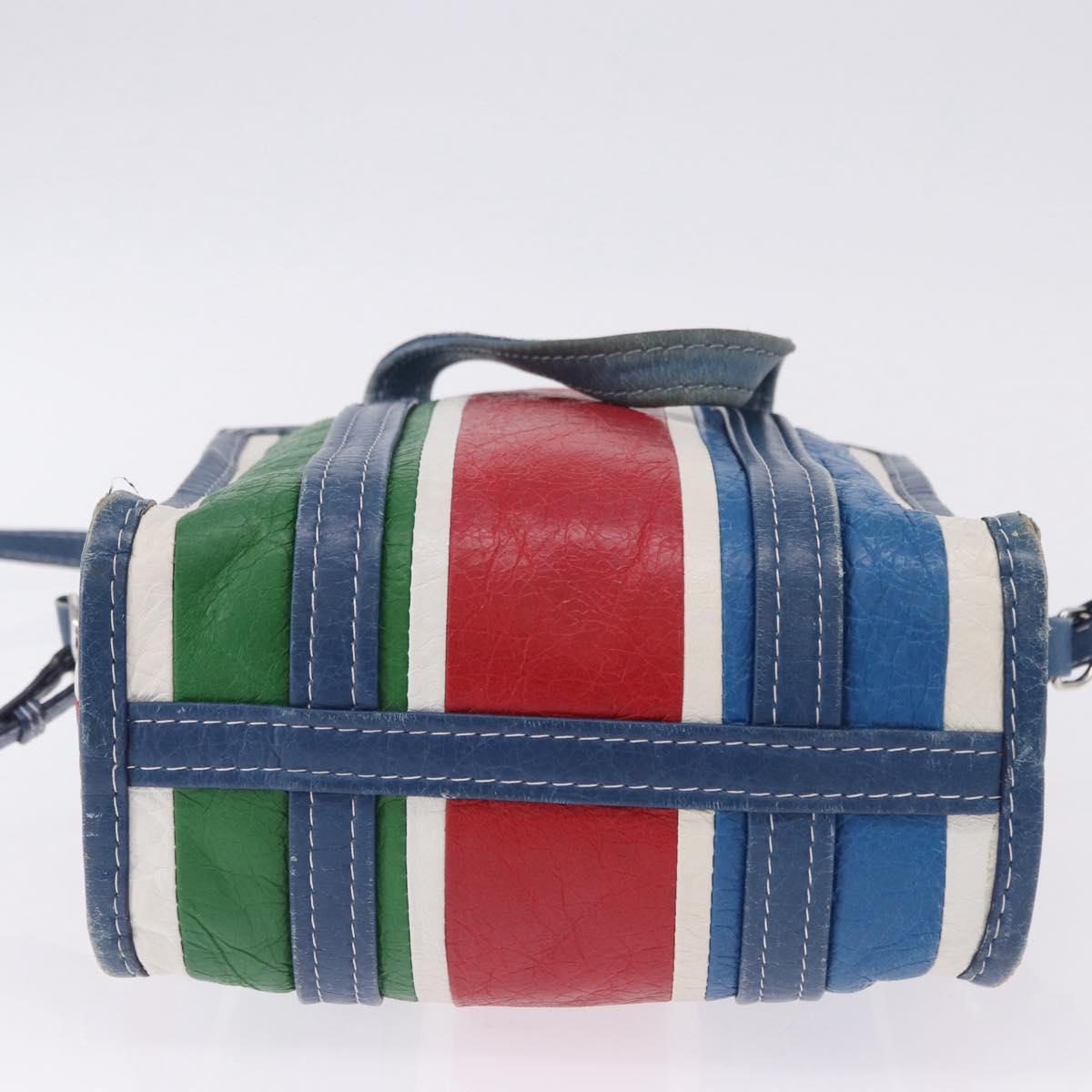 BALENCIAGA Bazaar Shopper XS Hand Bag Leather 2way Blue 452458 Auth 203417