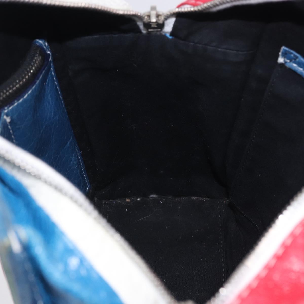 BALENCIAGA Bazaar Shopper XS Hand Bag Leather 2way Blue 452458 Auth 203417