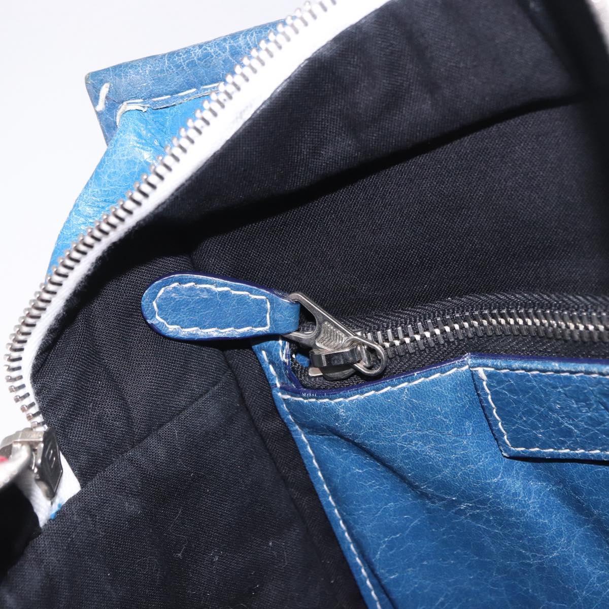 BALENCIAGA Bazaar Shopper XS Hand Bag Leather 2way Blue 452458 Auth 203417
