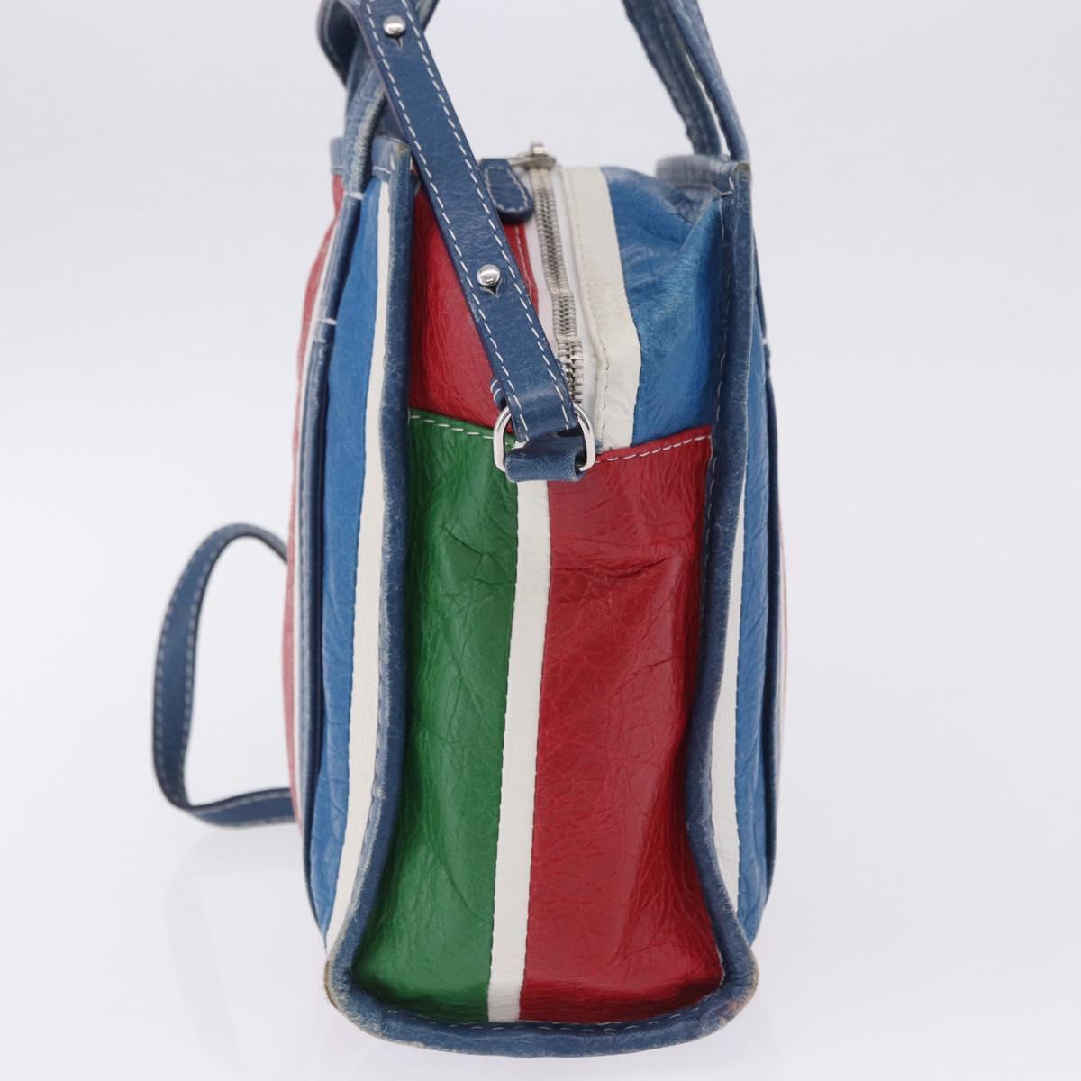 BALENCIAGA Bazaar Shopper XS Hand Bag Leather 2way Blue 452458 Auth 203417