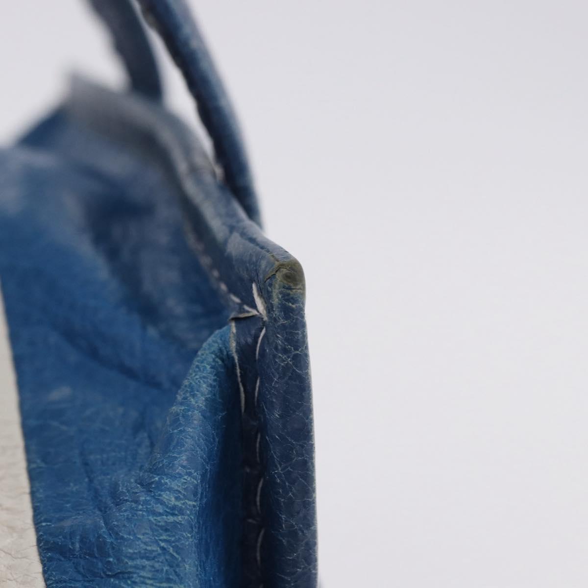 BALENCIAGA Bazaar Shopper XS Hand Bag Leather 2way Blue 452458 Auth 203417
