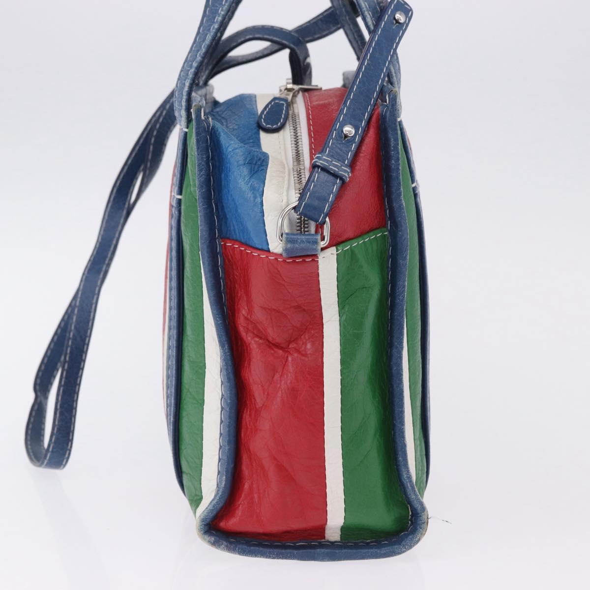 BALENCIAGA Bazaar Shopper XS Hand Bag Leather 2way Blue 452458 Auth 203417