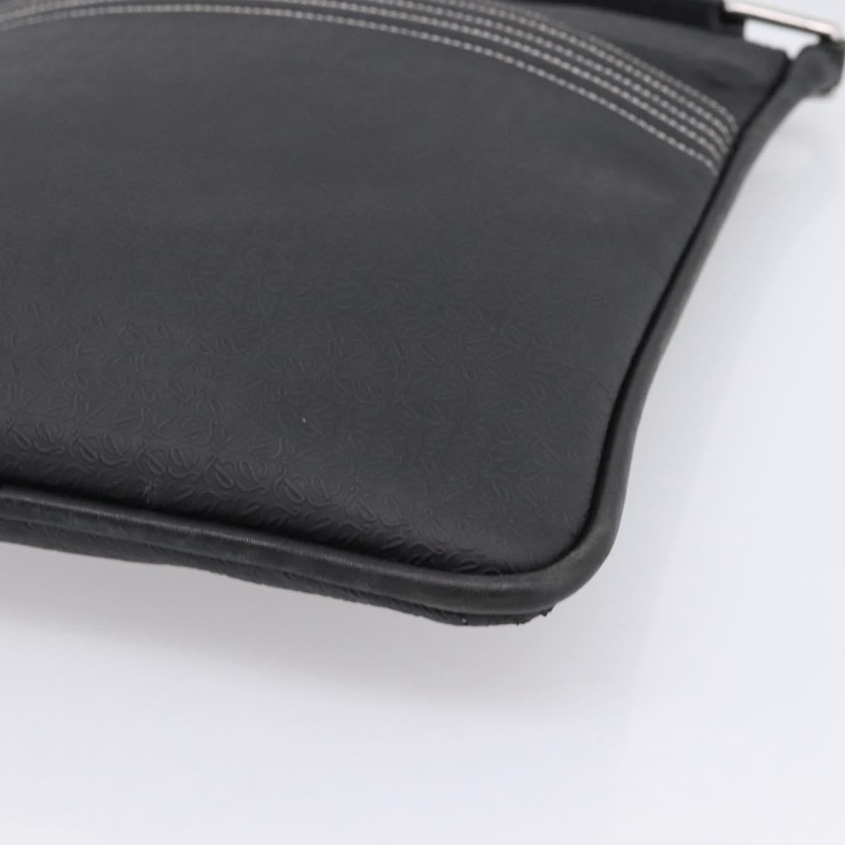 LOEWE Shoulder Bag PVC Canvas Black Silver Auth 203418