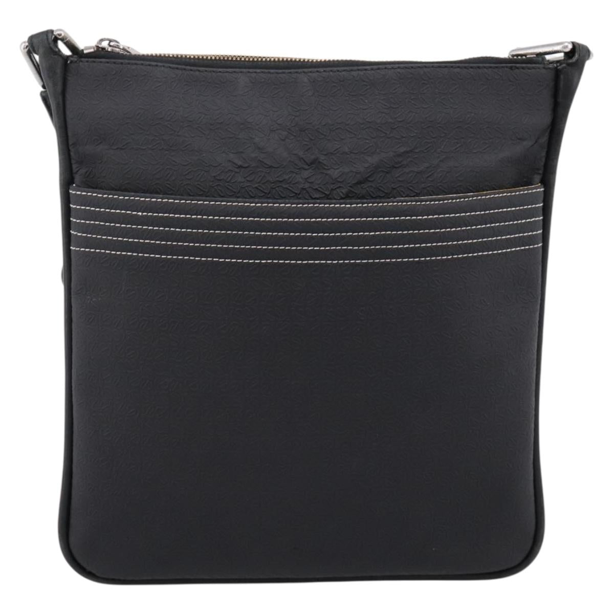 LOEWE Shoulder Bag PVC Canvas Black Silver Auth 203418
