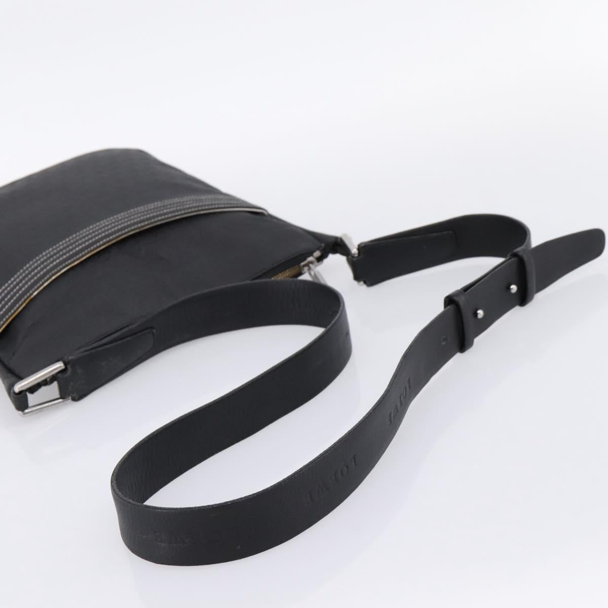 LOEWE Shoulder Bag PVC Canvas Black Silver Auth 203418